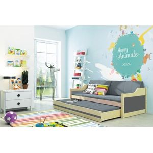 Dětská postel nebo gauč s výsuvnou postelí DAVID 190x80 cm Bílá Šedá