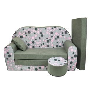 Dětská sedačka mini včetně matrace a taburetu Růžová + poník