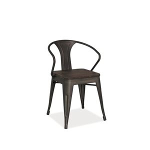 Kovová židle ALVA tmavý ořech/grafit