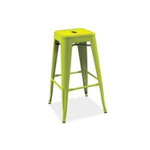 Barová kovová židle LONG světle zelená