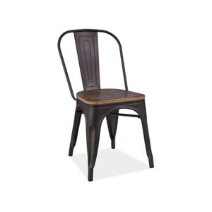Kovová jídelní židle LOFT sedátko ořech/grafit