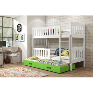 Dětská patrová postel KUBUS s výsuvnou postelí 90x200 cm - bílá Zelená