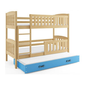 Dětská patrová postel KUBUS s výsuvnou postelí 80x190 cm - borovice Modrá