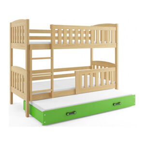 Dětská patrová postel KUBUS s výsuvnou postelí 80x190 cm - borovice Zelená