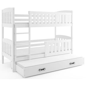 Dětská patrová postel KUBUS s výsuvnou postelí 80x190 cm - bílá Ružové