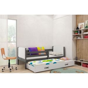 Výsuvná dětská postel TAMI 190x80 cm Šedá Bílá