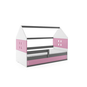 Dětská postel DOMI I s úložným prostorem 80x160 cm - grafit Ružové