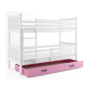 Dětská patrová postel CARINO s úložným prostorem 80x190 cm - bílá Ružové