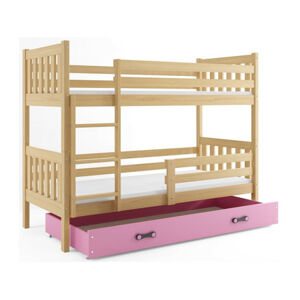 Dětská patrová postel CARINO s úložným prostorem 80x190 cm - borovice Ružové