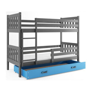 Dětská patrová postel CARINO s úložným prostorem 80x190 cm - grafit Modrá