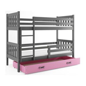 Dětská patrová postel CARINO s úložným prostorem 80x160 cm -grafit Ružové