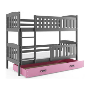 Dětská patrová postel KUBUS s úložným prostorem 90x200 cm - grafit Ružové