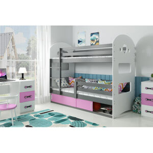 Dětská patrová postel DOMINIK s úložným prostorem 80x160 cm - grafit Ružové
