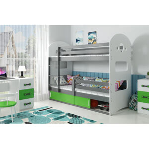 Dětská patrová postel DOMINIK s úložným prostorem 80x160 cm - grafit Zelená