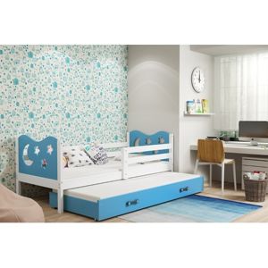 Dětská postel s výsuvnou postelí MIKO 190x80 cm Modrá Bílá