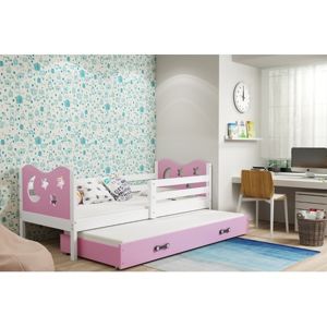 Dětská postel s výsuvnou postelí MIKO 190x80 cm Ružové Bílá