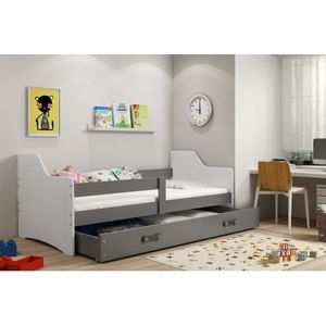 Dětská patrová postel s výsuvnou postelí ERYK 190x80 cm Šedá Bílá