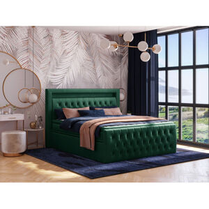 Čalouněná postel CESAR včetně úložného prostoru 160x200 Zelená