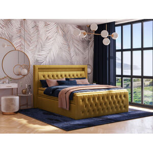 Čalouněná postel CESAR včetně úložného prostoru 160x200 Žlutá