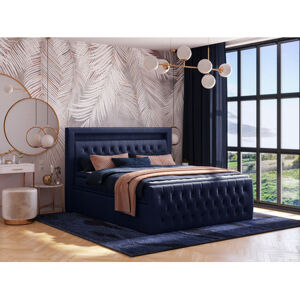 Čalouněná postel CESAR včetně úložného prostoru 120x200 cm Tmavě modrá