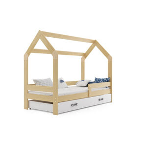 Dětská postel DOMEK s úložným prostorem 80x160 cm - borovice/bílá