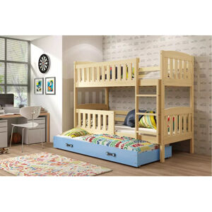 Dětská patrová postel KUBUS s úložným prostorem 90x200 cm - borovice Modrá