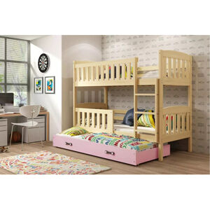 Dětská patrová postel KUBUS s úložným prostorem 90x200 cm - borovice Ružové