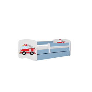 Dětská postel s úložným prostorem Babydream 70x140 cm - auto Bílá + modrá Pěnová matrace
