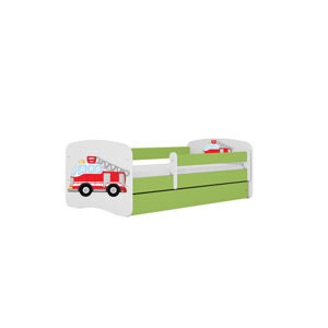 Dětská postel s úložným prostorem Babydream 80x180 cm - auto Bílá + zelená Pěnová matrace
