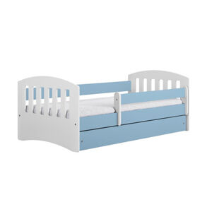 Dětská postel s úložným prostorem Classic 80x140 cm Pěnová matrace Bílá + modrá