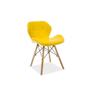 Židle MATIAS buk/žlutá eko-kůže