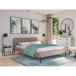 Čalouněná postel MILAN rozměr 160x200 cm Světle růžová