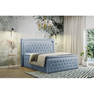 Čalouněná postel CESAR včetně úložného prostoru 140x200 Světle modrá