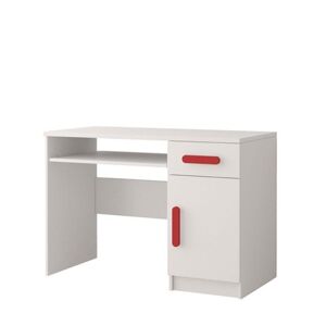 Počítačový stůl Smyk - bílá/červená