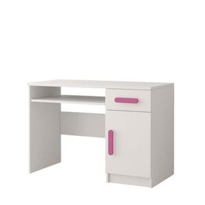 Počítačový stůl Smyk - bílá/růžová