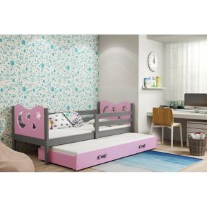 Dětská postel s výsuvnou postelí MIKO 190x80 cm Ružové Šedá