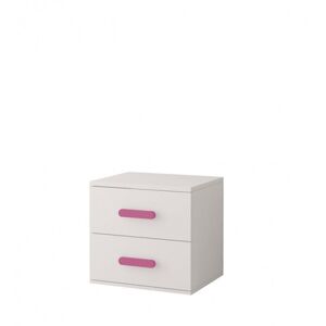 Noční stolek Smyk - bílá/růžová