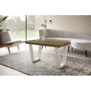 Konferenční stolek LOFT TRAPEZ 100x60 cm Bílá Dub lefkas
