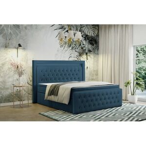 Čalouněná postel CESAR včetně úložného prostoru 200x200 cm Modrá